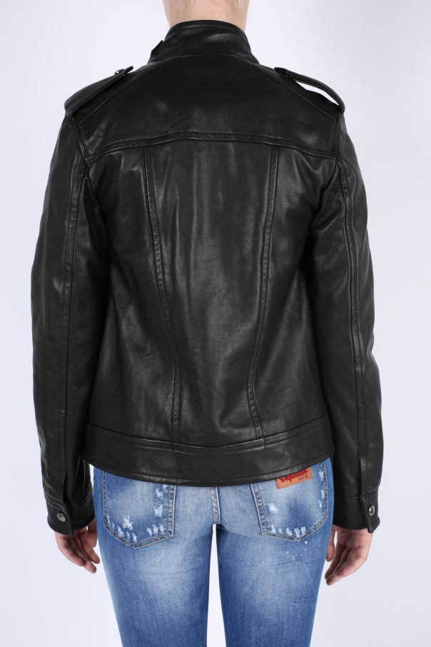 Black Leather jacket with epaulettes Diesel Black Gold Vitkac GB